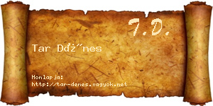 Tar Dénes névjegykártya